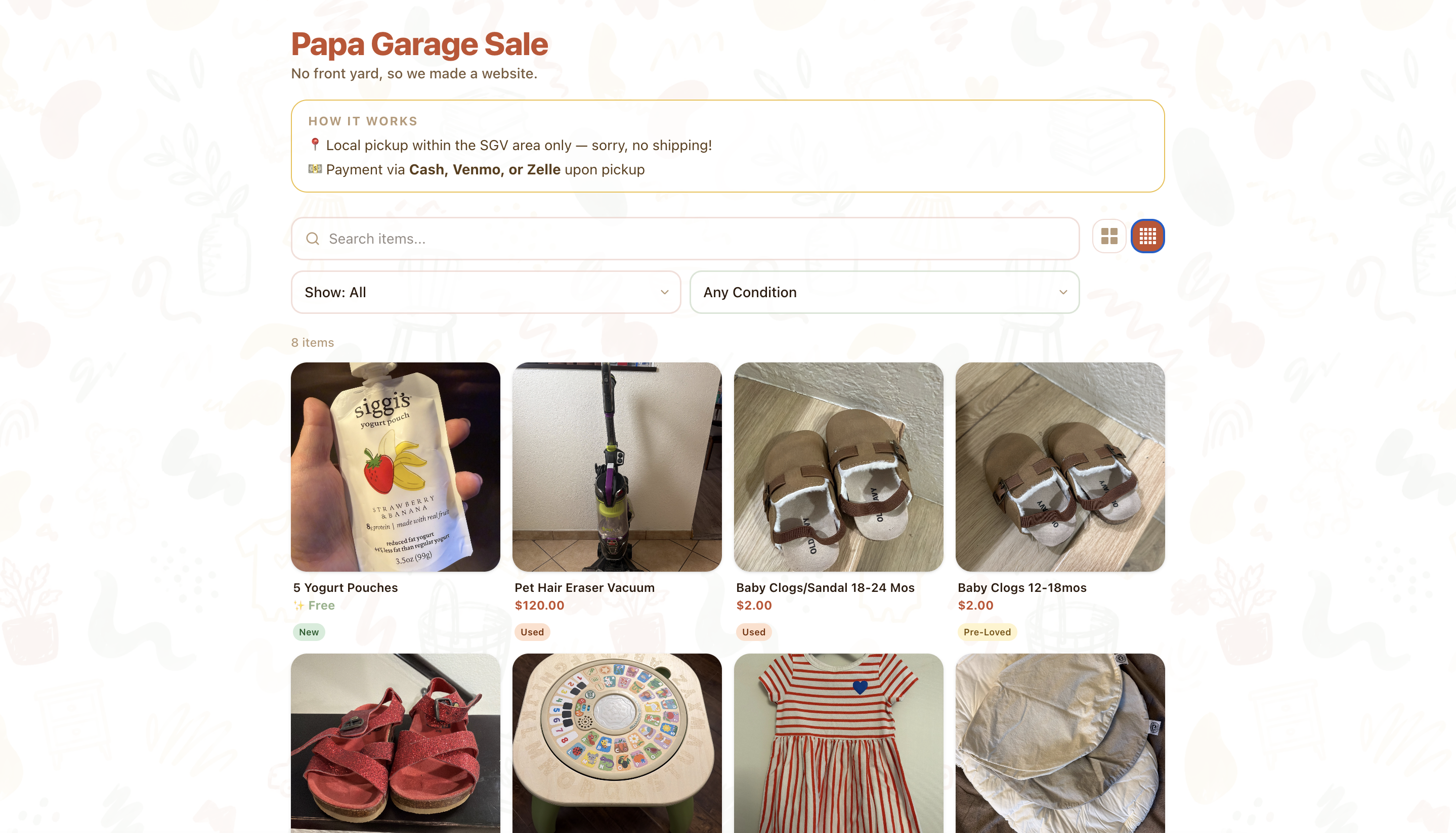 Browse listings with search and filters